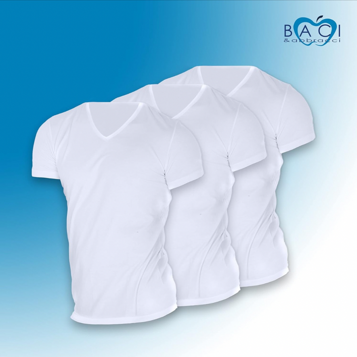 Baci e Abbracci | 3 Magliette Intime Uomo Cotone Elasticizzato