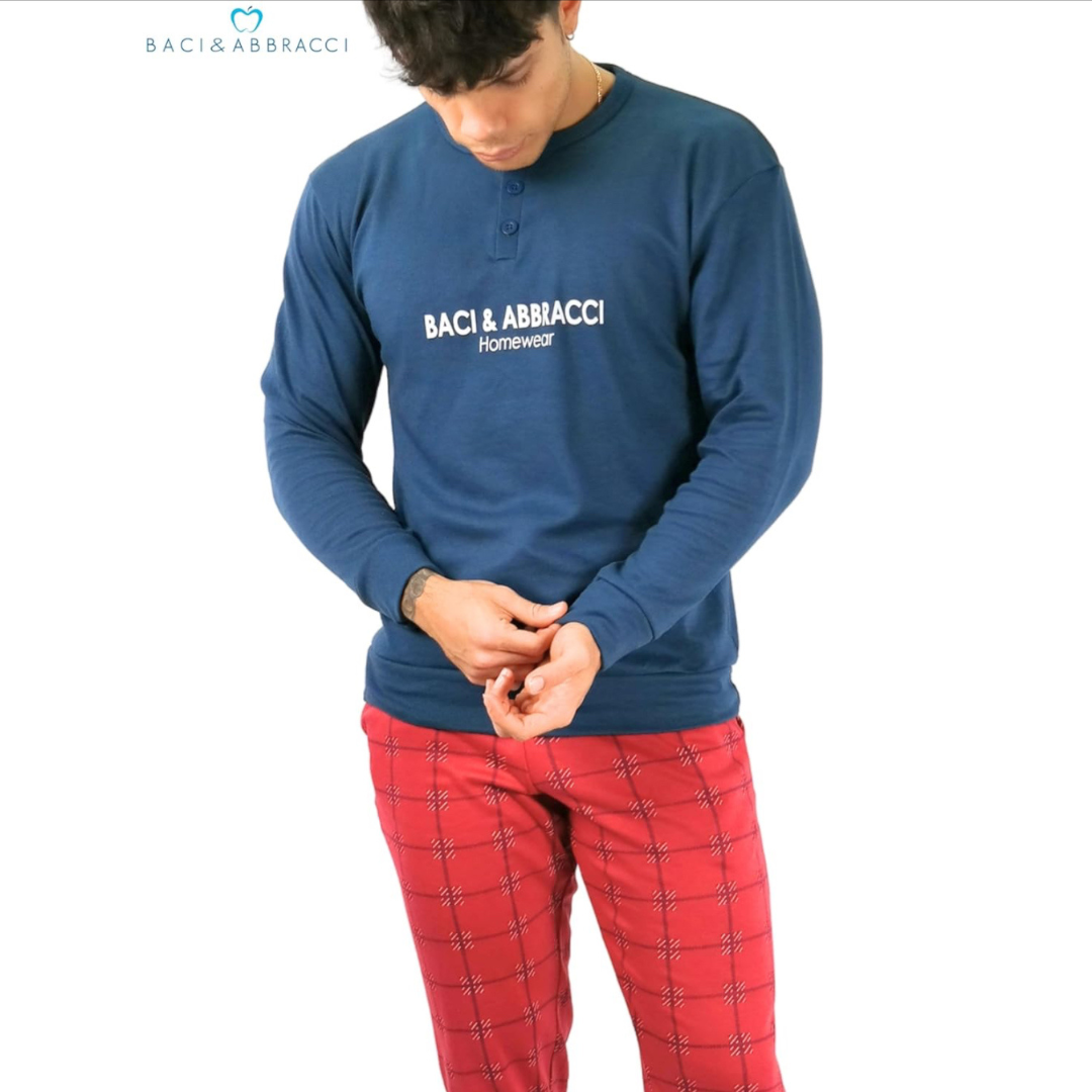 Baci & Abbracci | Pigiama Uomo Invernale in Caldo Cotone Interlock
