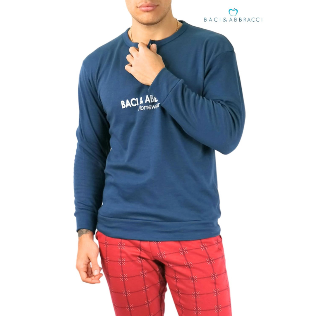 Baci & Abbracci | Pigiama Uomo Invernale in Caldo Cotone Interlock