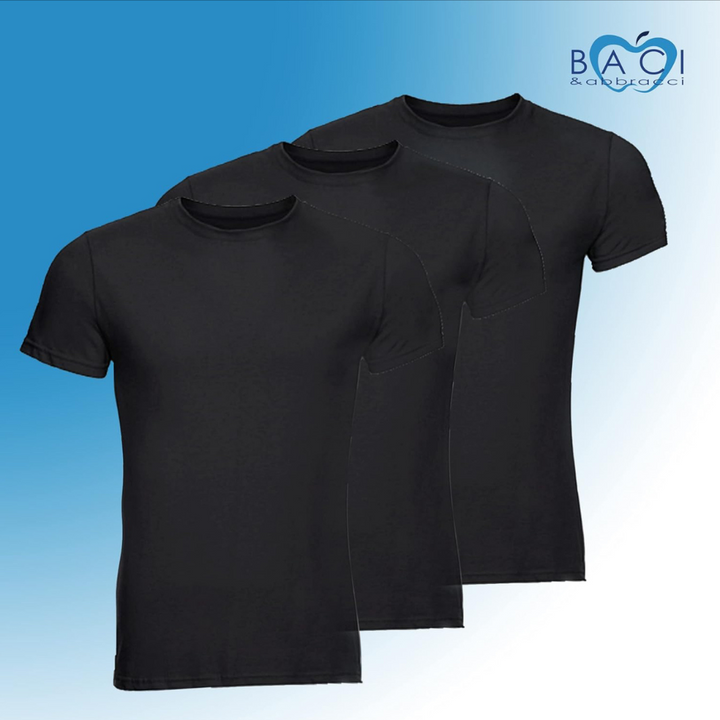 Baci e Abbracci | 3 Magliette Intime Uomo Cotone Elasticizzato