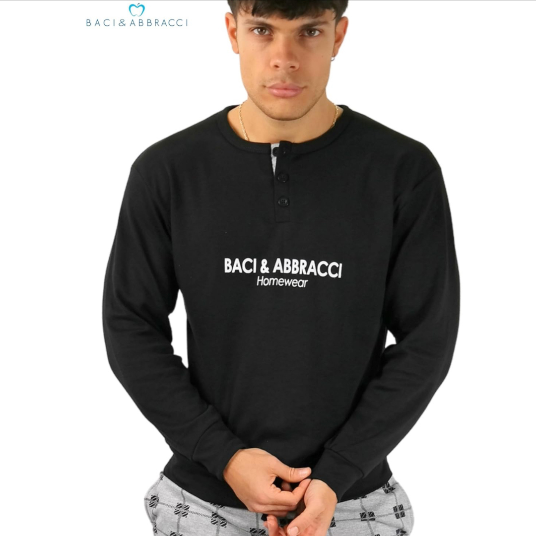 Baci & Abbracci | Pigiama Uomo Invernale in Caldo Cotone Interlock