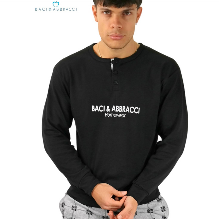 Baci & Abbracci | Pigiama Uomo Invernale in Caldo Cotone Interlock