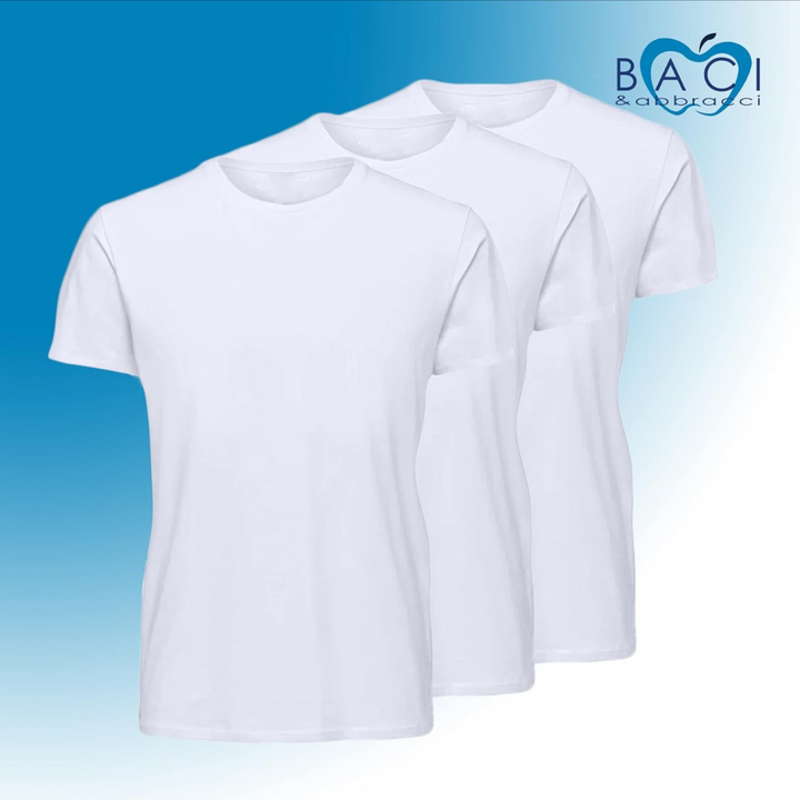 Baci e Abbracci | 3 Magliette Intime Uomo Cotone Elasticizzato